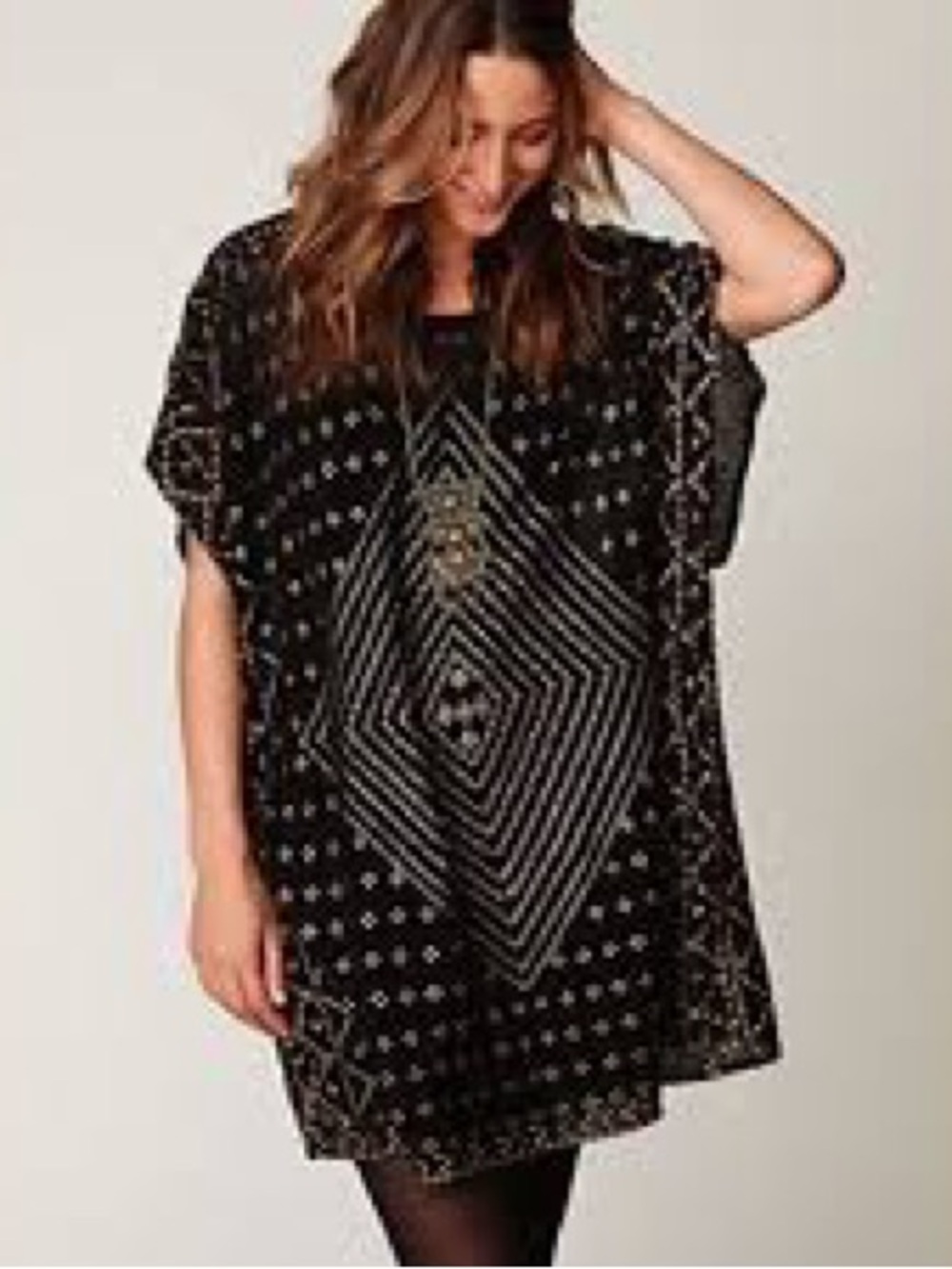 Free People Black semi-sheer tunic/beach cover up